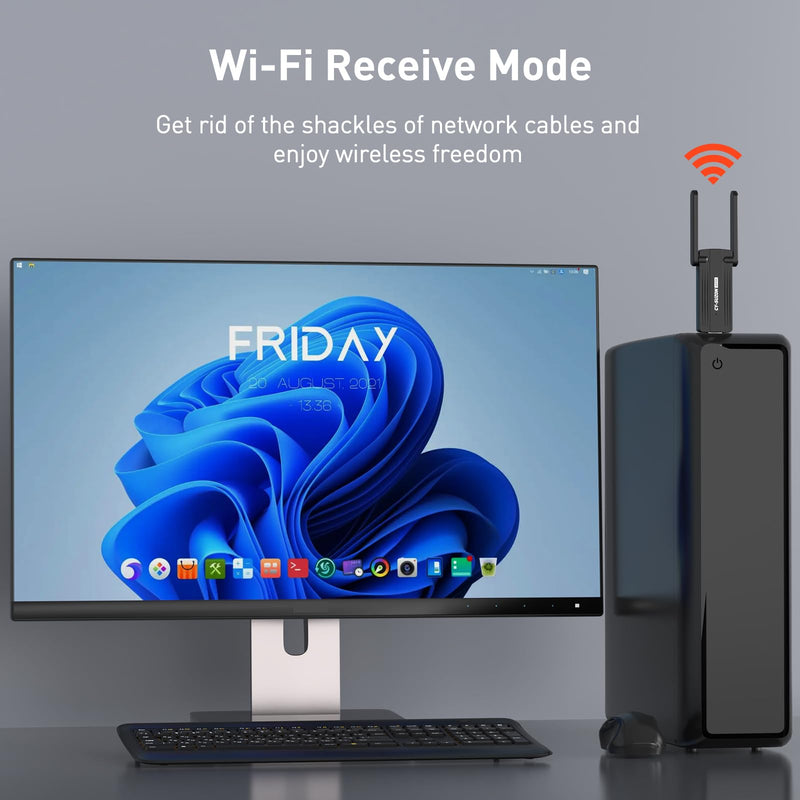 WiFi Adapter for Desktop PC, AX900 USB WiFi 6 Adapter with 5GHz/2.4GHz Dual Band, Bulit-in Driver for Windows 10/11 (AX900)