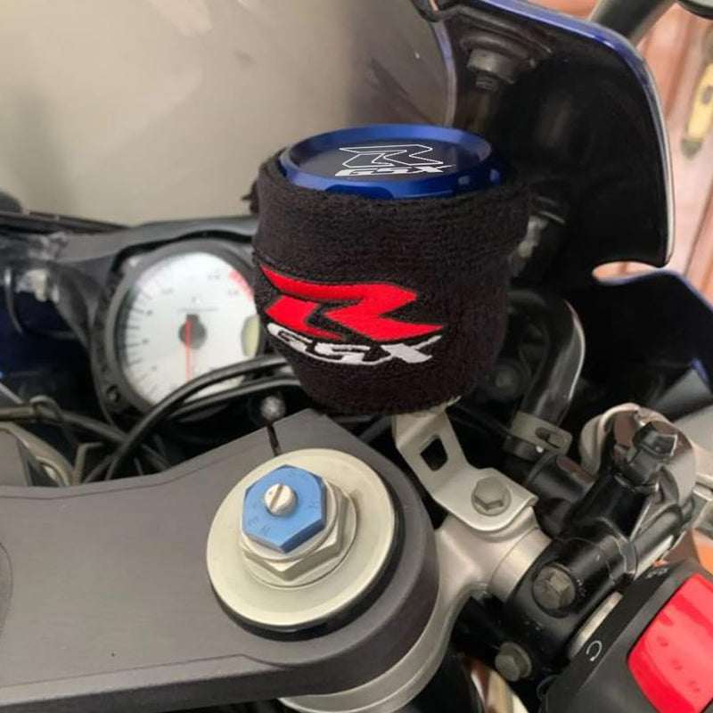 MOWOK For Suzuki GSX-R Gsxr 600 750 1000 GSX-R750 gsx-r600 gsx-r1000 Motorcycle Front Brake Fluid Reservoir Protection Cover and Reservoir cap sock Oil filler cap (Blue) Blue