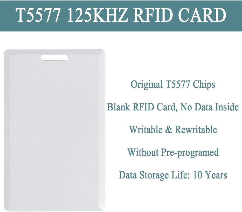 12 PCS T5577 Thick Smart Cards, Contactless 125khz RFID Rewritable Proximity Clamshell Weigand Prox Card, Compatible with 1386 1326 H10301 Format Readers and Keyless Entry Access Control Systems 12 PCS