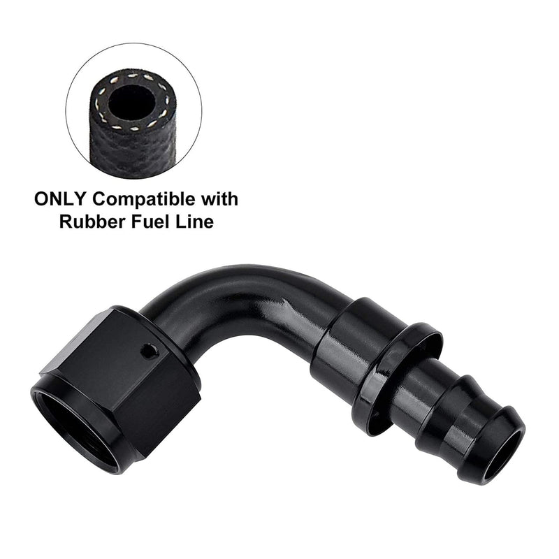 EVIL ENERGY 6AN 90 Degree Push Lock Hose Fitting End Black 4PCS