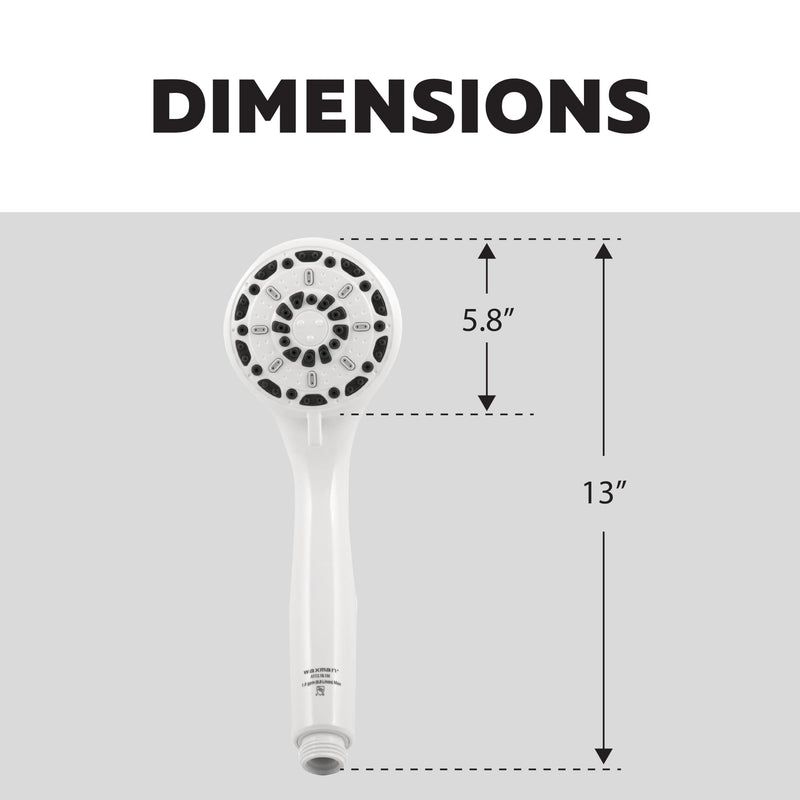Aqua Vista 3-in. White Handheld Shower Head with 3 Spray Settings 8333510, Variable Spray Shower Head Works as Spa Shower Head and Massage Shower Head, Showerhead House Essentials for New Home