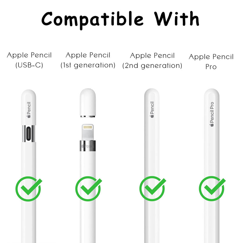 6 Pack Clear Replacement Tips Compatible with Apple Pencil 2nd Generation, Apple Pencil 1st Generation, Apple Pencil USB-C & Apple Pencil Pro (Clear/Clear Pink/Clear Blue/White) Clear/Clear Pink/Clear Blue/White