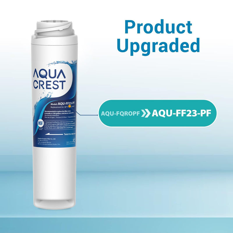 AQUA CREST FQROPF, FQSLF Under Sink Water Filter, NSF/ANSI 401 Certified, Replacement for GE FQROPF, FQSLF, Compatible with GE GXSV65R, GQSV65R, PXRQ15F, PNRQ15F, Reduces PFAS, PFOA/PFOS, 2 Pack