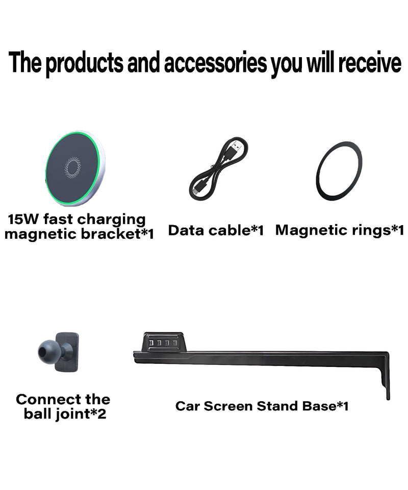 Car Phone Mount for 2025 2026 Genesis GV70/GV80/G80 Accessories | 27-in Screen Clip-On 360° Rotatable MagSafe 15W Fast Wireless Charger Cell Phone Holder, 3D Fit Navigation Cradle Magsafe+ Wireless Charger fit for 2025 2026 Genesis GV70/GV80/G80(27 Inch)