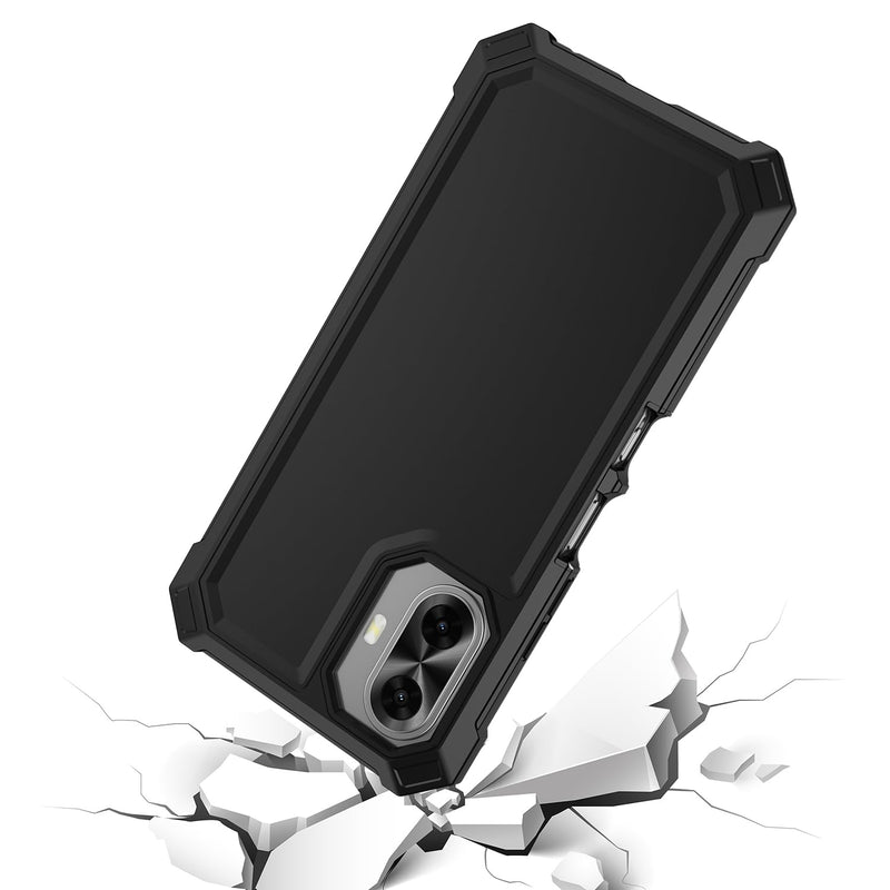 for TCL K70 5G / TCL K70 XE Phone Case with Screen Protector Black | Full Body Protection Front PC Back Soft Silicone Bumper,Heavy Duty Protection Shockproof Corner