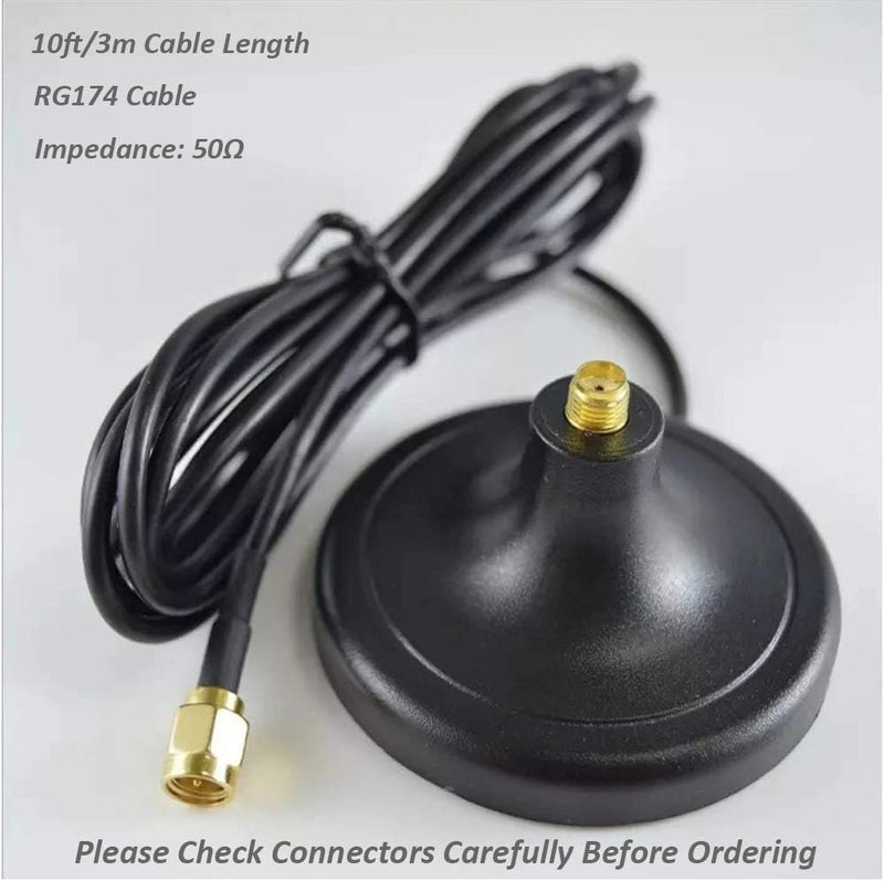 CORONIR Magnetic Mounting Base for GSM 3G 4G 5G Antenna with 10ft WiFi Extension Cable for 4G LTE WiFi Router Gateway Modem Hotspot Adapter Mobile Cell Phone Signal Booster Cellular Amplifier 1Pack Pack of 1