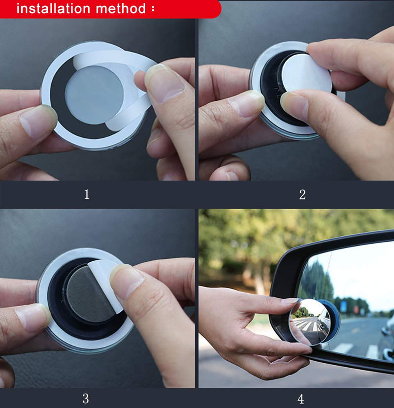 Yusheng 2PCS Mini Blind Spot Mirror, 1.57" Round HD Glass Convex Rear View Mirror, Strong Adhesive for Car (40mm, Frameless)