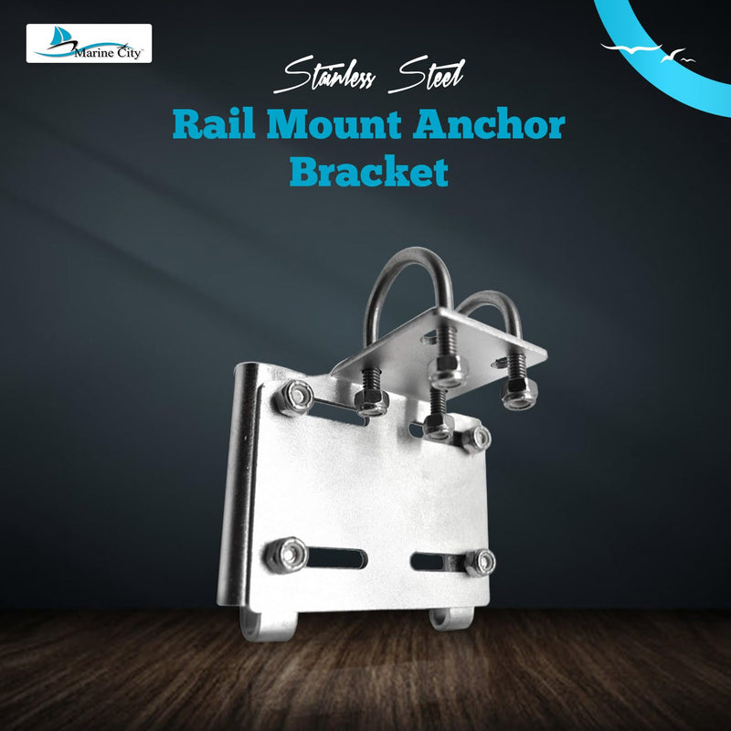 MARINE CITY Stainless Steel Rail Mount Anchor Bracket, 35 lb Capacity, Horizontal Stanchion, Corrosion-Resistant, Easy Install, for Marines, Boats, Yachts, Ships 1 inches to 1-1/4 inches