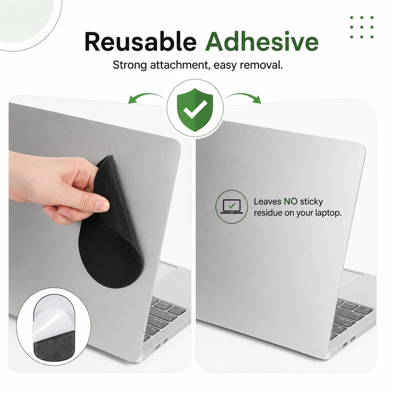 Slim Stick-On Mouse Holder for Laptop, Reusable Adhesive Back Mouse Pouch | Portable Pocket Sleeve for External Hard Drives, USB Cables, Tech Organizers & Accessories, Black
