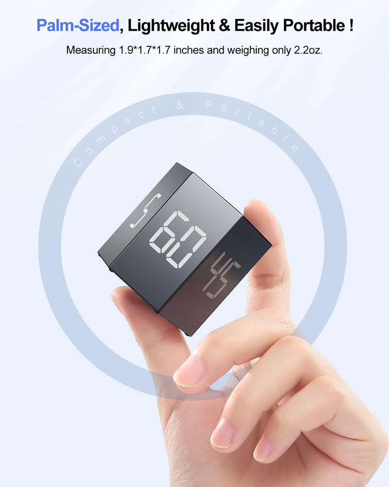 Pomodoro Timer Cube, Hexagon Productivity Timer, Pause & Resume, Silent, Vibrate & Adjustable Sound Alert, for ADHD, Task, Work, Study, 5/15/25/30/45/60min & Custom Countdown,Gray Gray