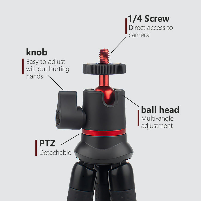 Camera Tripod,360°Rotation Flexible Stand with Adapter and 1/4'' Screws | Action Camera Holder,for Vlogging,Selfies,Video Recording ,Compatible with Nikon,Sony,DJI Cameras,Gopro Travel