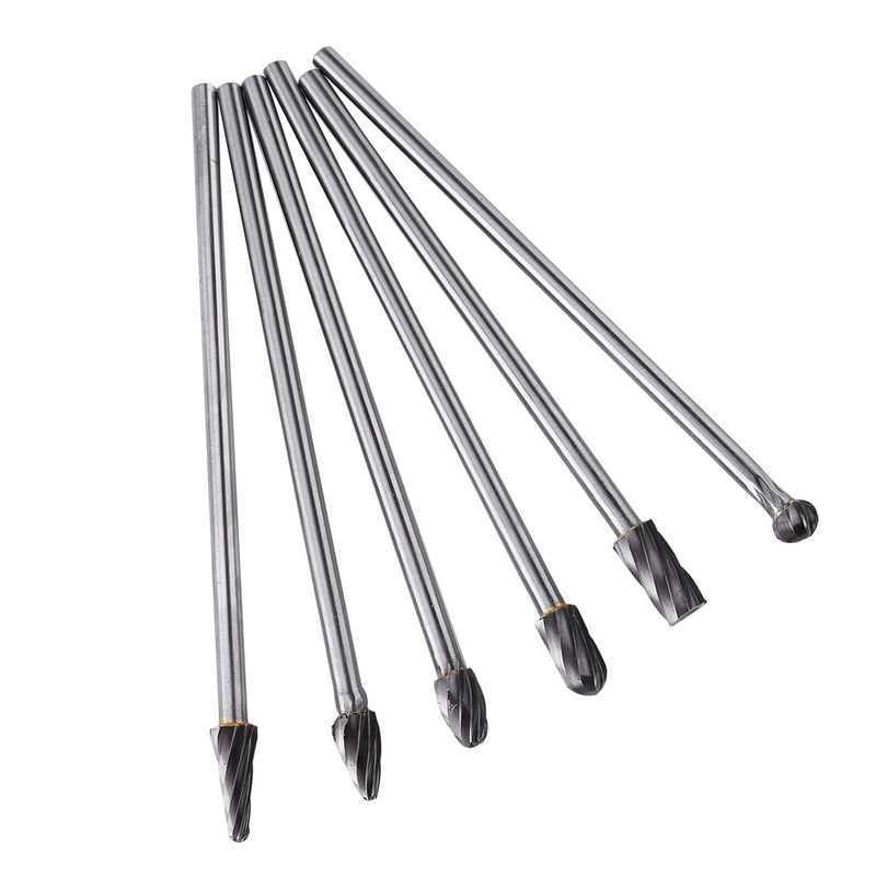 Rotary File, Rotary Bit Set, port and polish kit cylinder head porting tools 6pcs Tungsten Carbide Aluminum Rotary Files Burr Set 6mm Shank 10mm Cutting Diameter with High Abrasion