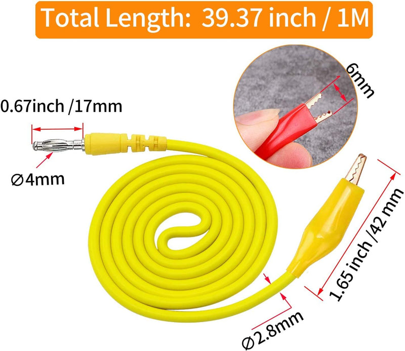 Makeronics 2 Wires 30FT 18AWG Retractable Test Leads with Roll-up Storage Pouch | 15 Pcs 30V Back Probes | 5 Pcs 4mm Banana Plug to Alligator Clip Circuit Test Wires (39.37") | 2 PCS Alligator Clips