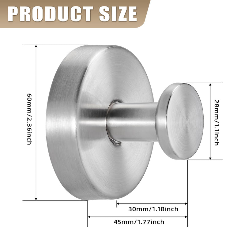 Suction Cup Hooks for Shower No-Drill Bathroom Hooks for Towels, Robes, Loofah Mountable on Bathroom Walls, Kitchen, Glass, Mirrors, Tile and Smooth,Non-Porous Surfaces (2, Brushed Nickel) 2