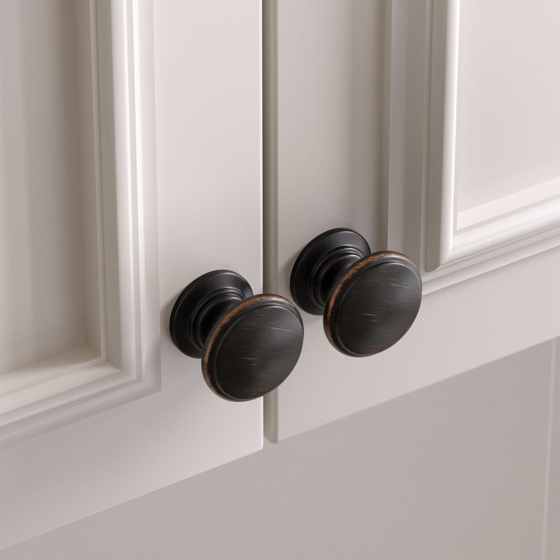 Goldenwarm 10 Pack Oil Rubbed Bronze Cabinet Knobs Solid Cabinet Hardware Oil Rubbed Bronze Dresser Knobs Zinc Alloy Drawer Knobs 1-1/5 Inch Diameter