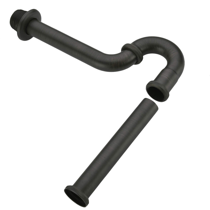 Brass P Trap, 1 1/4 Bathroom Basin Sink Waste Trap Drain Kit with Flange and Slip Joint Extension Tube Drain Tailpiece, Adjustable Height, Oil Rubbed Bronze Finished