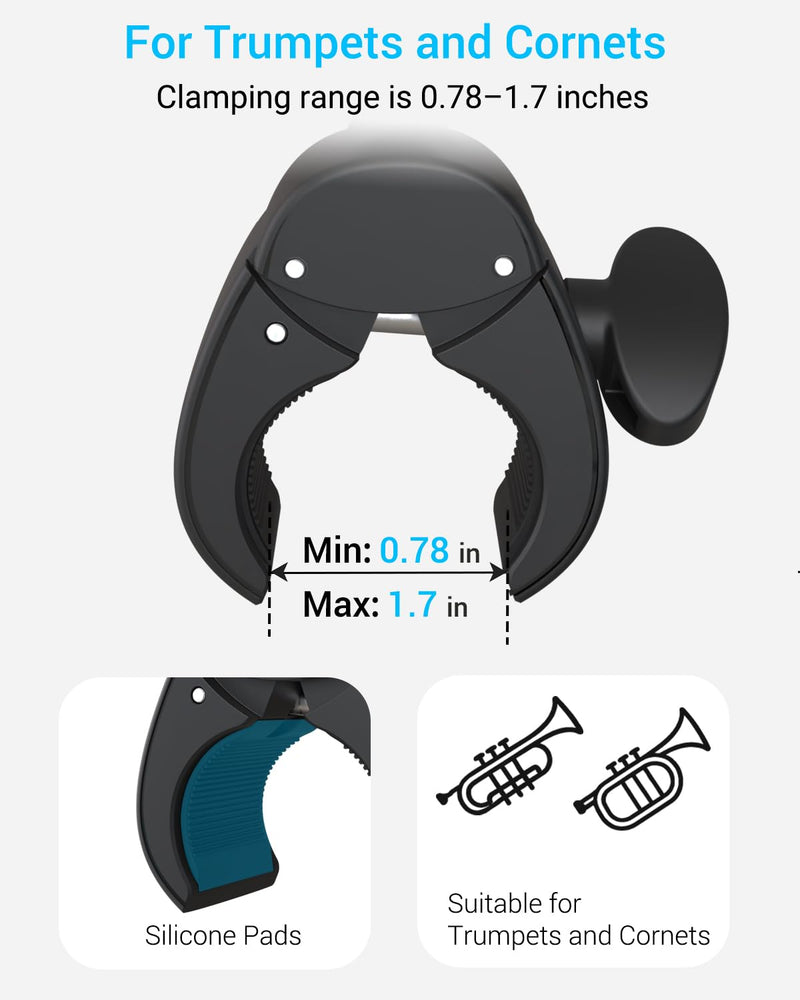 Trumpet Lyre Phone Music Holder – Adjustable Cornet Smartphone Mount, Marching Band Sheet Music Clip for iPhone 16 Pro Max, Galaxy, All 4-7" Smartphone
