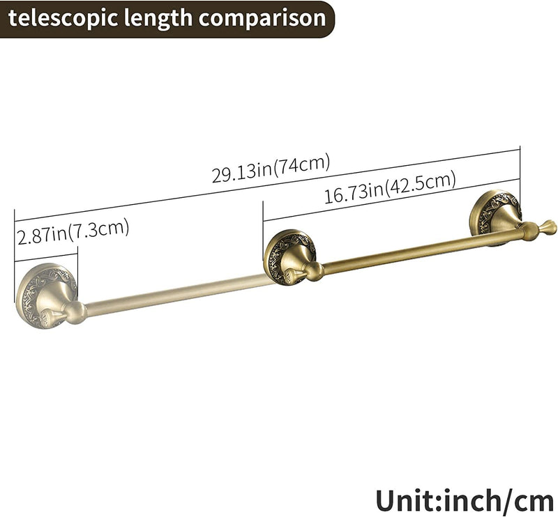 Leyden Antique Towel Bar,Adjustable Towel Holder Rod Brass Bathroom Accessories Expandable 16.73 to 29.13 Inch Vintage Wall Mount Single