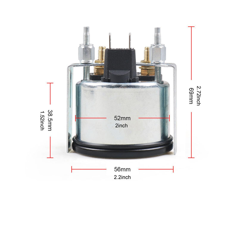 Dyno Racing 2" 52mm Auto Car Boat 60-0-60 AMP Meter Pointer Electronic Ammeter Yellow Light AMP Gauge Meter 12V