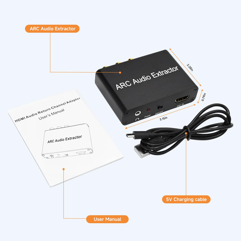HDMI ARC to Optical Audio Adapter,ARC Audio Extractor HDMI to Coaxial Cable Adapter for TV,Analog 3.5mm L/R Stereo Extractor