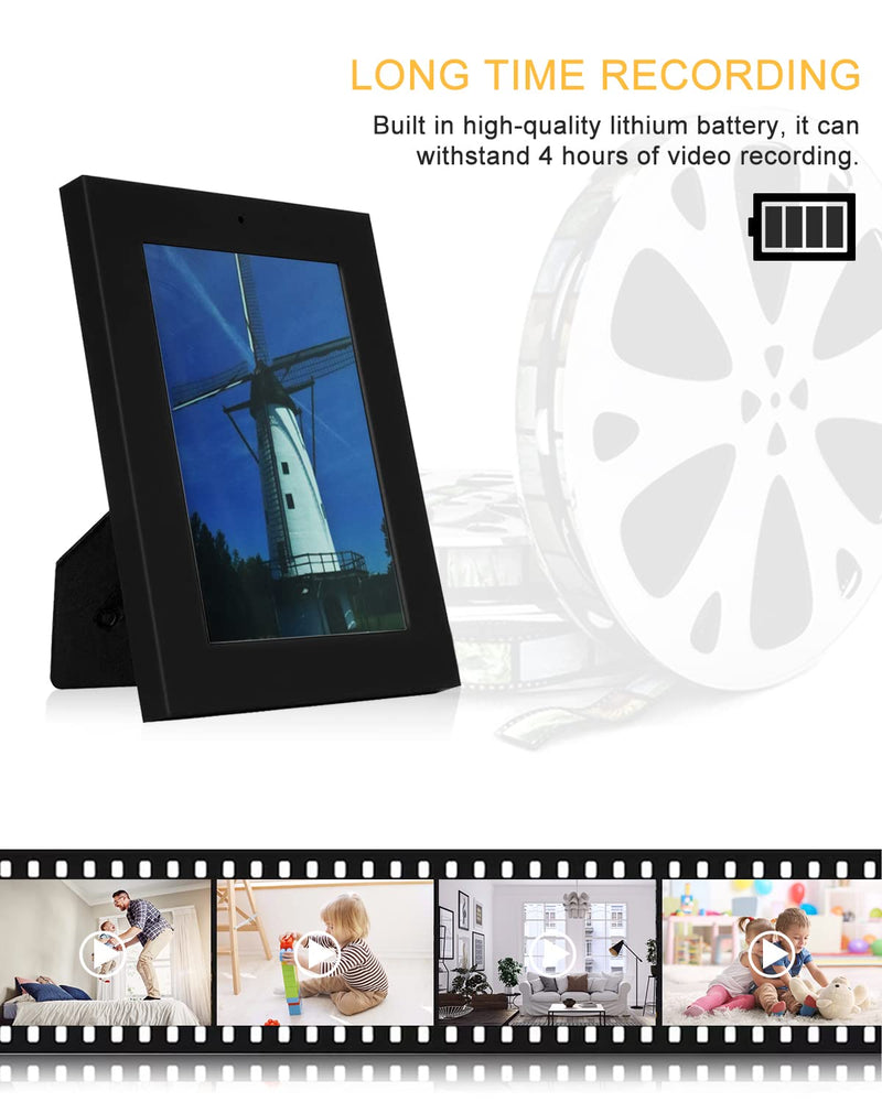 Hidden Camera Photo Frame,1080P Picture Frame Spy Camera Security Nanny Cam with Motion Detection, Indoor Security Video Spy Cam for Home Office-No WiFi Needed No Audio