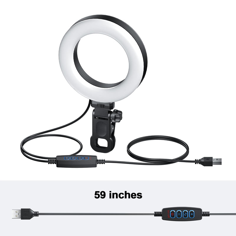 Clip-on Ring Light for Laptop Computer, Universal Phone/Tablet/Webcam Mount - Portable LED Light for Zoom Meetings, Live Streaming, Content Creation/Video Recording/TikTok 4.6 inch