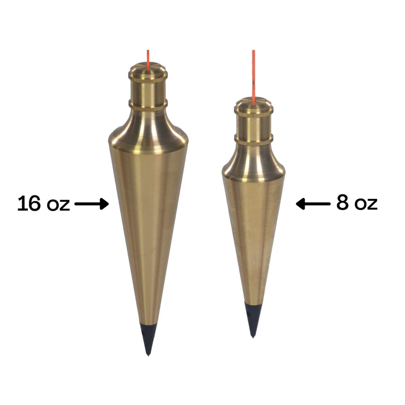 AWF PRO Plumb Bob Kit - 16 oz and 8 oz Solid Brass Plumb Bobs, 14 ft Retractable Line Reel with Magnetic Base, 2 Pencils, Pencil Sharpener, Carrying Case 1