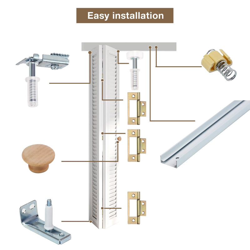 Bifold Door Hardware Kit, 36-Inch Bi-fold Closet Door Track Kit Bifold Closet Door Hardware Kit Folding Door Hardware Repair Replacement Tool Kit 36 Inch Track