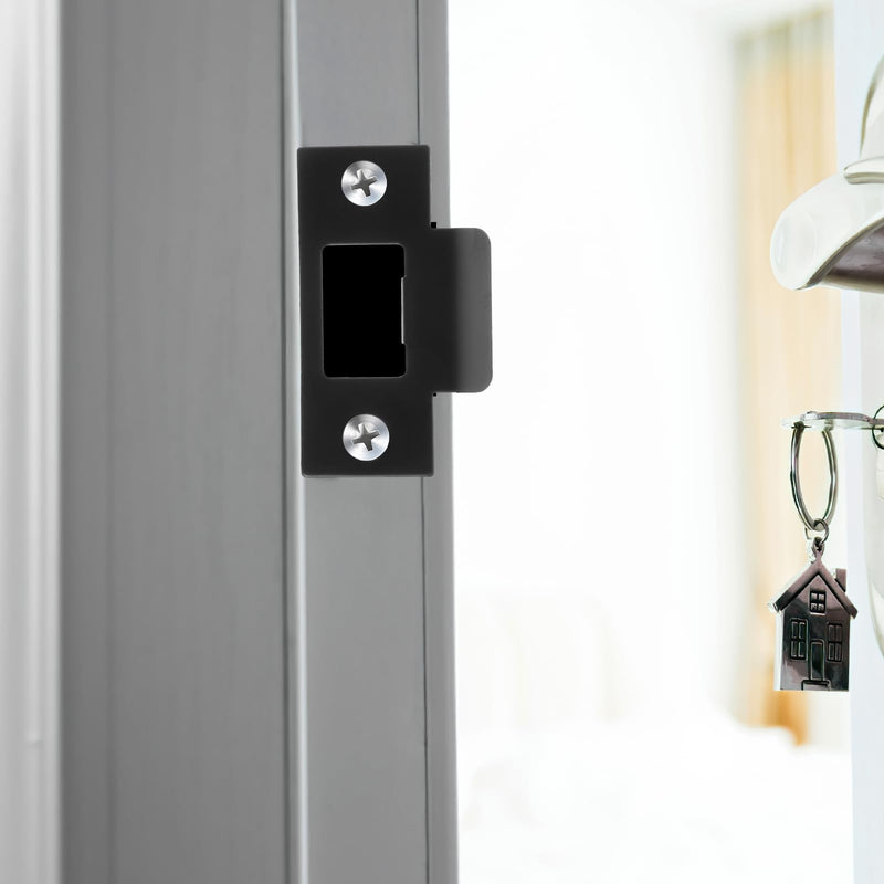 Homoyoyo 4pcs Cam Block Door Locks, Stainless Steel Guide Piece Black Door Lock Door Strike Plate Door Strike Plate Reinforce Security on Your Doors (Pack of 2) 7x7cm (Pack of 2)