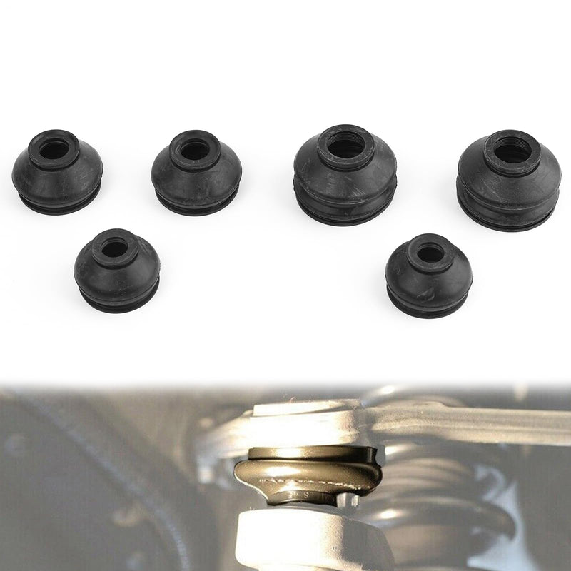 6PCs Universal Ball Joint Head Dust Protection Tie Rod Boot Cover Automotive Replacement Tie Rod End Boots Rubber Track Turn Lower Upper Repair Kit Car Suspension Steering Parts Accessories 3x2 Sizes 6PCs