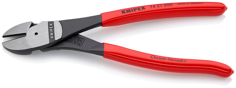 KNIPEX Tools 74 21 200, 8-Inch High Leverage Angled Diagonal Cutters