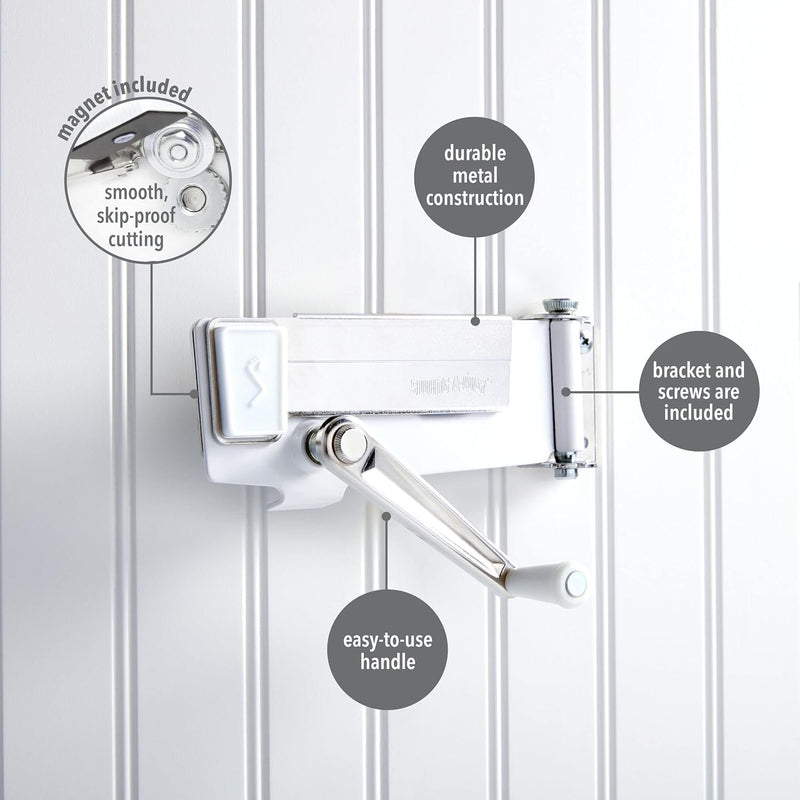 Swing-A-Way White Steel Manual Can Opener