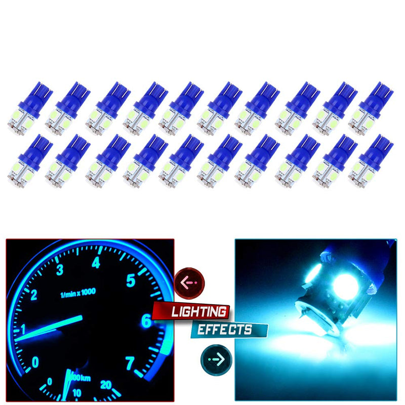 cciyu 194 Extremely Bright:LED Bulbs 5-5050-SMD Dashboard Gauge Light Speedometer Odometer Tachometer LED light fit for 2013 2014 2015For Infiniti JX35 Wedge T10 168 2825 W5W Ice Blue Pack of 20