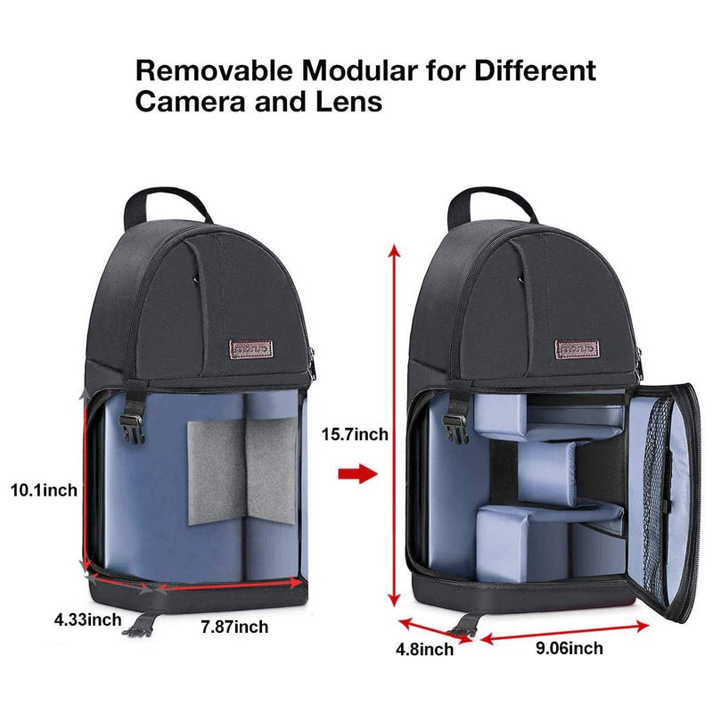MOSISO Camera Sling Bag, DSLR/SLR/Mirrorless Camera Case Camera Backpack | Shockproof Photography Bag with Tripod Holder&Removable Modular Inserts Compatible with Canon/Nikon/Sony/Fuji, Space Gray