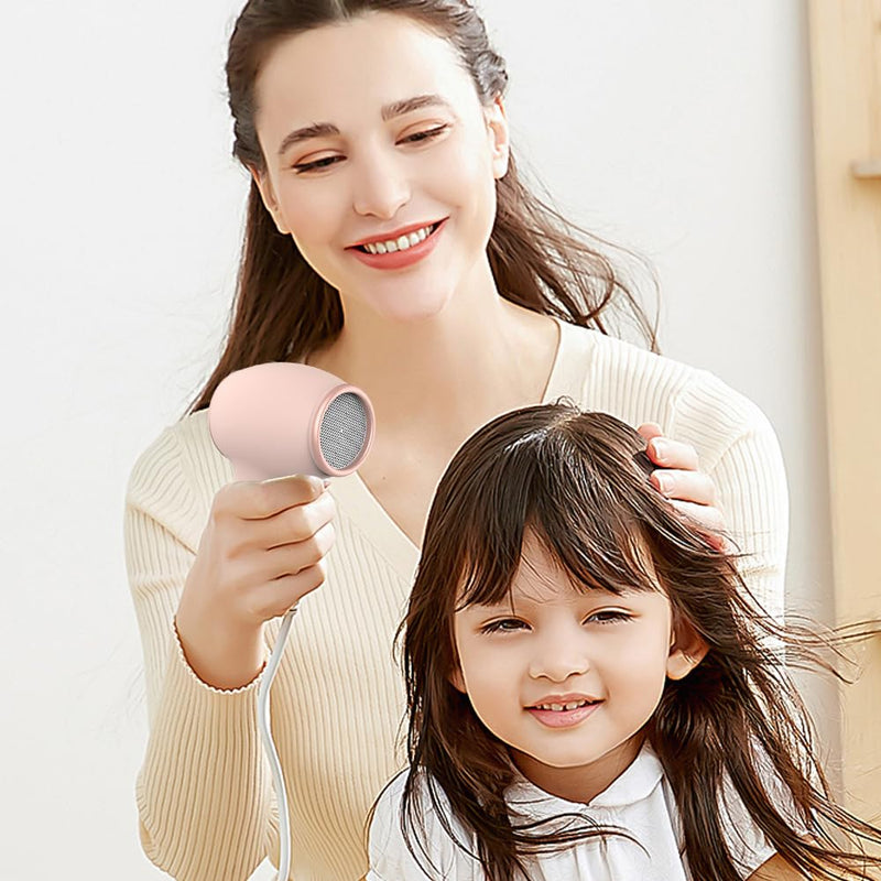  [AUSTRALIA] - Kids Hair Dryer, Hair Dryer Travel, Hairdryers for Kids, Small Lightweight Blow Dryer, Portable Mini Baby Blow Dryer, 550W Compact Hairdrye with DIY Stickers Gift for Girl, Boy, Baby (Pink) Pink