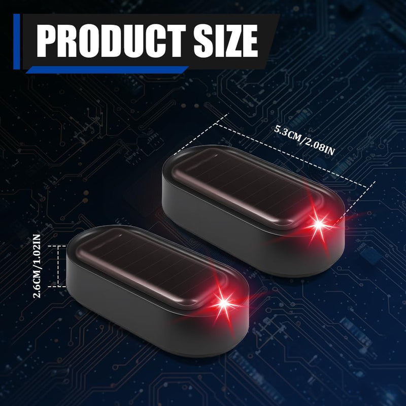 2PCS Car Solar Power Simulated Dummy Alarm, Car Alarm System, Auto Warning Interior Safety Lamp with USB Charger Port, Anti-Theft LED Flashing Security Light Fake Lamp Fit for Most Cars (Red) Red