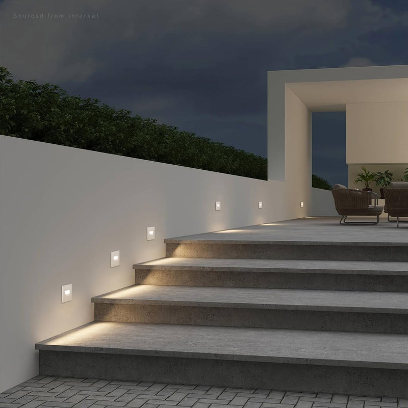 LEONLITE 5CCT 120V LED Step Lights, 3.5W 150LM 5%-100% Dimmable Indoor Outdoor Waterproof Vertical Stair Light, 2700K/3000K/3500K/4000K/5000K Selectable, CRI90, ETL, Aluminum, White, Pack of 3 2.87 Inch