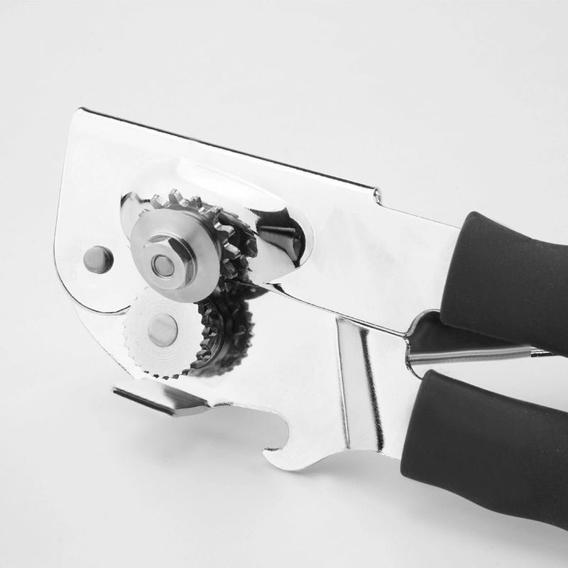Heavy Duty Manual Can Opener Smooth Edge, Hand Crank Cans Opener for Adults Seniors, Kitchen Camping Tools, Stainless Steel, Black
