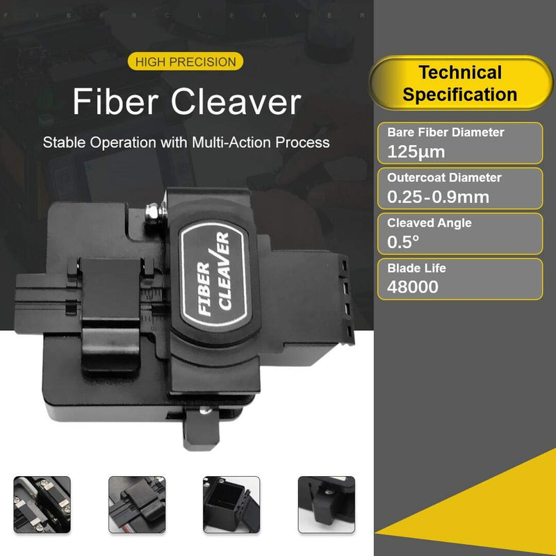 High Precision Optical Fiber Cleaver with 16 Cleaving Spots and 48000 Cleaves Fiber Cutter Tool with FTTH Fiber Holder for 0.25mm 0.9mm 3.0mm Coating Diameter Fiber