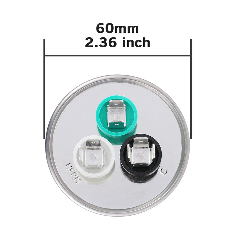 VEXUNGA 70/10 uF 70+10 MFD 370VAC or 440VAC Dual Run Start Round A/C Capacitor CBB65 CBB65B Air Conditioner Capacitors for AC Unit Fan Motor Start or Heat Pump or Condenser Straight Cool [V05] 70+10 uF Round