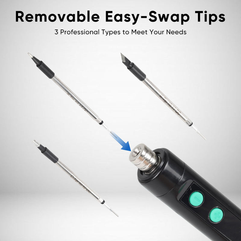 Cordless Soldering Iron Kit, 1100mAh USB-C Rechargeable Soldering Iron with LCD Screen, Portable Battery Powered Soldering Pen for Electronics Repair, Hobby DIY Projects