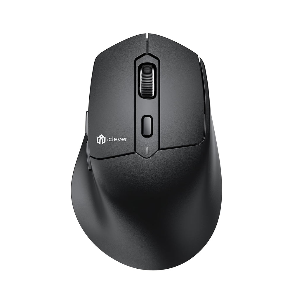 iClever Bluetooth Mouse, MD360 Wireless Ergonomic Mouse with Mouse Jiggle, Rechargeable Computer Mouse for Multi Devices(BT+2.4Ghz Connection), 4 Adjustable DPI for Laptop, iPad, Mac, PC