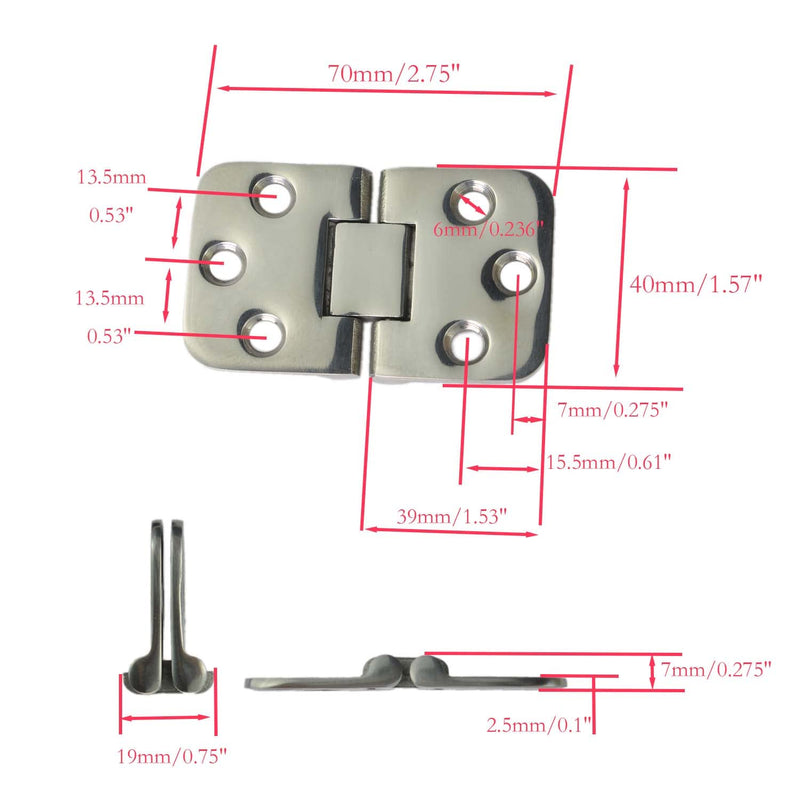 NRC&XRC Marine 316 Stainless Steel Boat Hinge Self-Supporting Folding Table Hinges Home Flap Tables Furniture Hardware Folding Table Hardware (2pcs) 2PCS