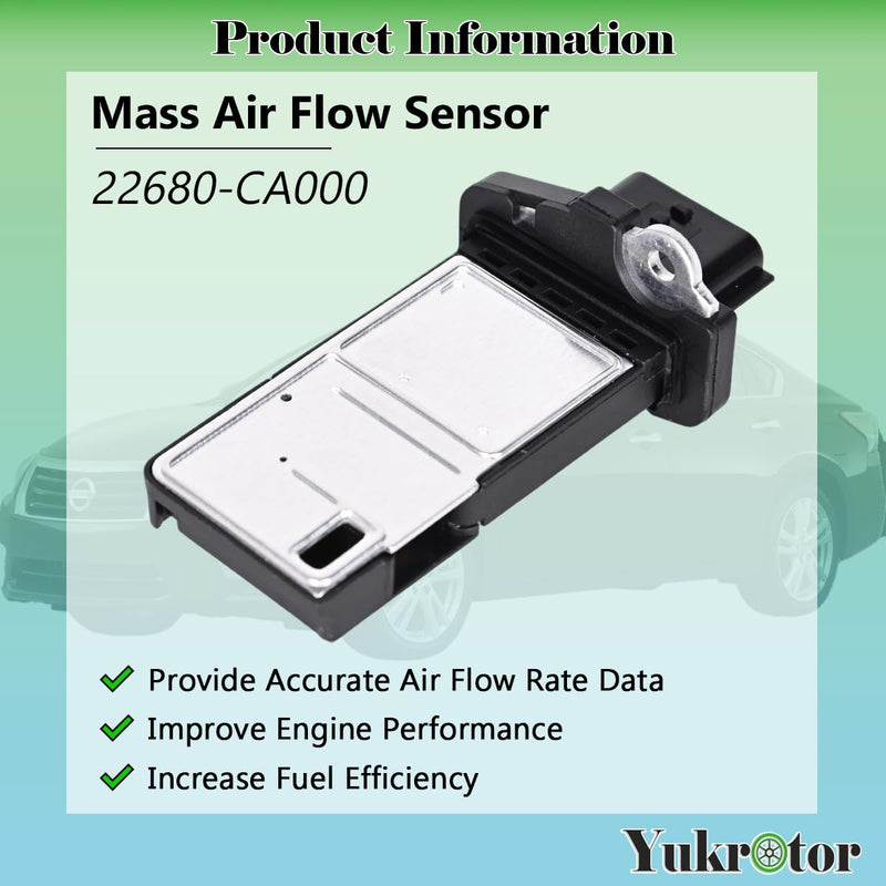 Mass Air Flow Sensor MAF Sensor 22680-CA000 Compatible with 2003-2014 Nissan Altima Frontier Maxima Murano Pathfinder Rogue Sentra Titan Xterra Infiniti Replaces OE# 22680-7S000, 22680-7S00A