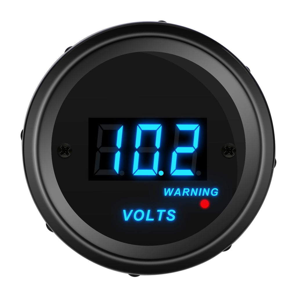 Linkstyle 12V Voltage Gauge, 2" 52MM Car Voltmeter, Digital Battery Gauge 12Volt, Round Voltmeter Panel with Smart Alarm Blue