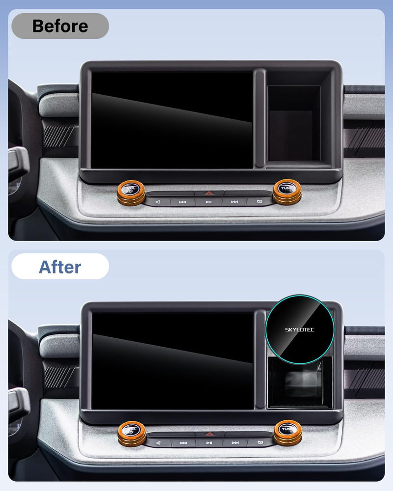 SKYLOTEC Magnetic Charger Phone Mount for Ford Maverick 2022-2024 | Maverick Accessories Cubby Insert Cell Phone Holder Storage Box for MagSafe, Strong Magnets 15W Wireless Charger for iPhone Magnetic Wireless Charger