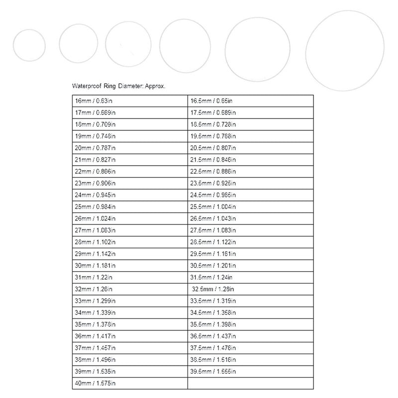 Watch O Ring, Watch Back Gasket Plastic Watch Washers Compact 16-40MM for Repairers for Watch Repairing