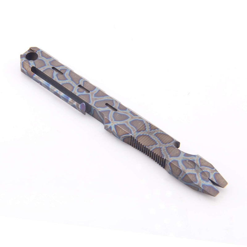 Titanium Pry Bar Crowbar Nail Puller Outdoor Survival With Pocket Clip Large Heavy Duty Lever EDC Multi-Function Tool by Hamans (Roasted blue) Roasted Blue