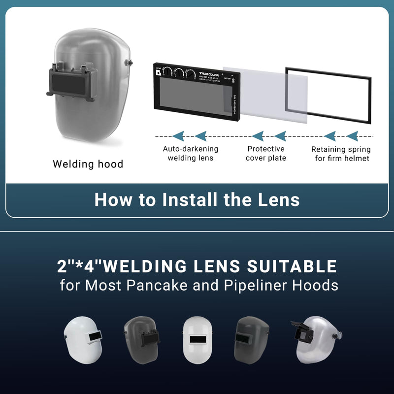 【HD Shade 5-13】 Adjustable Auto Darkening Welding Lens 2x4 1/4, Solar Energy Welding Lens, True Color Blue Welding Lens, Welding Lens Replacement for Standard Welding Hoods and Welding Helmets Hd Shade 5-13