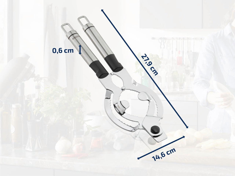Leifheit Extra Wide Stainless Steel Lid and Jar Opener | Anti-Slip Grip with Oval Handles for Arthritis | Heavy-Duty Steel Teeth for Easy Jar Opening | Dishwasher Safe | 11 x 5.75 x 0.25 in